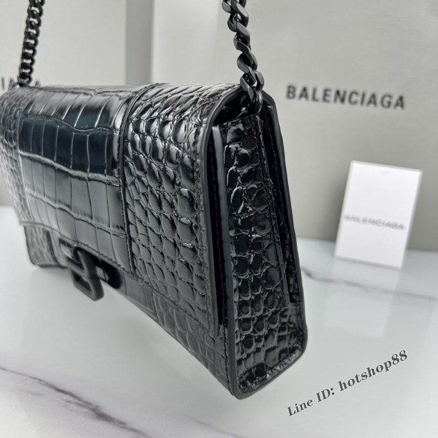 Balenciaga專櫃爆款鱷魚紋牛皮女包鏈條包 巴黎世家經典沙漏鏈條斜挎包 fyj1043